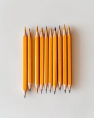 Aufkleber - Minimalist Pencil Array on White Surface Symmetry in Modern Office Supplies for Creativity and Efficiency - Enhance Workspace Aesthetic and Productivity in Professional Settings