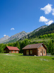 Wall Mural - Cottages in the Stura di Demonte valley at springtime