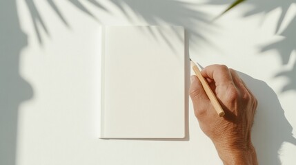 Aufkleber - Analog Mindfulness in Minimalist Design Professional Sketching with Wooden Pencil on Eco-Friendly Notebook - Ideal for Creative Productivity and Mindfulness Content Marketing