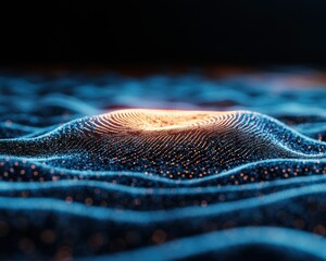 Fototapete - Digital Security Interface Biometric Fingerprint Scan on Textured Circuit Surface - Advanced Identity Verification for Cybersecurity Solutions in Tech and Business Environments