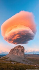 Poster - Atmospheric Artistry Vivid Supercell Cloud Formation Over Rocky Plains - Captivating Nature Imagery for Weather Education and Dynamic Commercial Displays