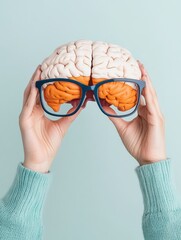 Aufkleber - Contemporary Medical Learning Aesthetic Anatomical Brain Model with Stylish Glasses - Healthcare Education Content and Innovative Training Material for Neuroeducation