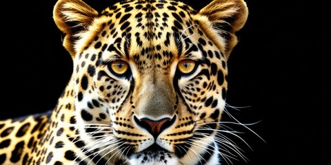 majestic leopard portrait against black background highlighting stunning spots