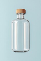 Poster - Minimalist Glass Bottle with Wooden Cap Transparent Design for Sustainable Packaging - Eco-conscious Commercial Product Display and Modern Aesthetic Appeal