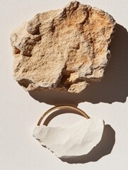 Poster - Minimalist Gem Display Handcrafted Jewelry on a Rustic Surface with Natural Stone Texture - Eco-Luxury Content for Modern Lifestyle and Artisanal Marketing