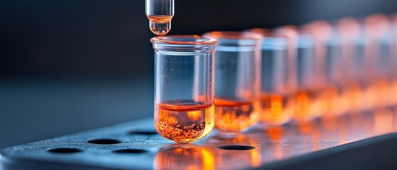 Poster - Futuristic Genomic Analysis Sleek Glass Tubes and Precision Electrophoresis Setup - Innovative Biotech Visualization for Advanced Laboratory and Genetic Research