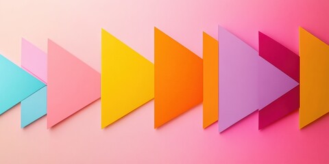 Aufkleber - Vibrant Origami-Inspired Graph Arrows Multicolor Geometric Display on Gradient Surface for Dynamic Business Strategy Presentations and Creative Commercial Content
