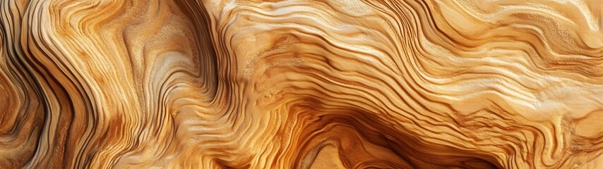 Poster - Mesmerizing abstract wooden grain texture with fluid swirling patterns and organic shapes in warm brown and beige tones  Ideal for rustic natural wallpaper background or design element in interiors