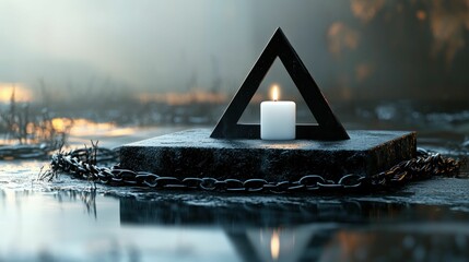 Sticker - Lit candle triangle stone chain water