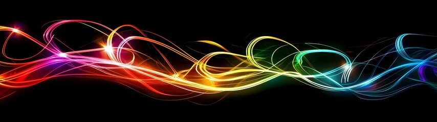 Leinwandbilder - Mesmerizing Colorful Waves of Light and Motion Create a Captivating Digital Art Display with Vibrant Neon like Trails and Glowing Effects Generating a Futuristic Ethereal and Transcendent Atmosphere