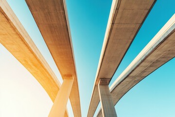 Poster - Contemporary Urban Mobility Concrete Elevated Highway Junctions against a Clear Sky - Smart City Infrastructure Trends and Future Transportation Design Solutions