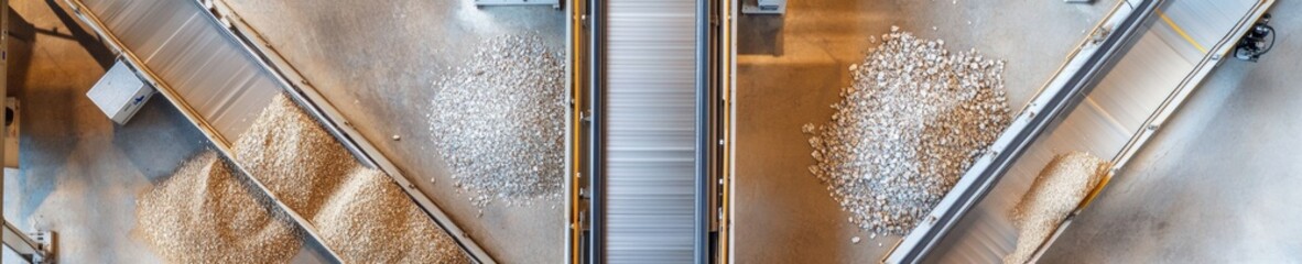 Aufkleber - Futuristic Industrial Sorting Efficient Conveyor Systems with Metal and Plastic Processing - Innovation in Eco-Friendly Waste Management and Automation Solutions