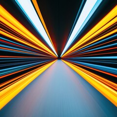 Aufkleber - Dynamic Data Stream Futuristic Neon Corridor with Speeding Light Patterns - Data Center Infrastructure Visual for Technological Advancement in Digital Business Innovation