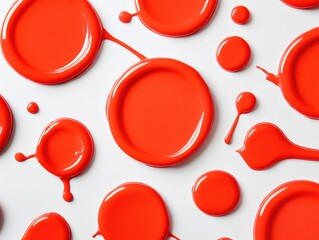 Fototapete - Modern Minimalism in Culinary Art Abstract Glazed Red Circles on Smooth White Surface - Innovative Food and Contemporary Design for Digital Marketing