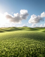 Aufkleber - Sustainable Golf Course Aesthetic Manicured Grass and Pristine Putting Green with Natural Landscape - Precision Sports Facility and Eco-Friendly Lifestyle Marketing