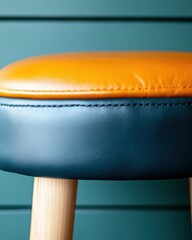 Poster - Contemporary Leather Seating Vibrant Leather and Wood Textures in Modern Hospitality Design for Upscale Dining Experience - Enhancing Casual Dining Atmosphere