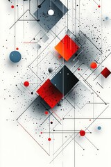 Canvas Print - Abstract geometric art red black gray white