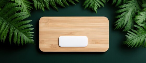 Aufkleber - Sustainable Zen Workspace Bamboo Wireless Charger on Green Background - Eco-Friendly Office Design and Minimalist Tech for Modern Business Efficiency