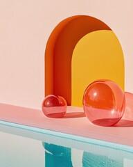 Aufkleber - Geometric Aesthetic in Luxury Villas Bold Modern Architecture with Vibrant Textures for Exclusive Real Estate Showcase and Upscale Residential Appeal