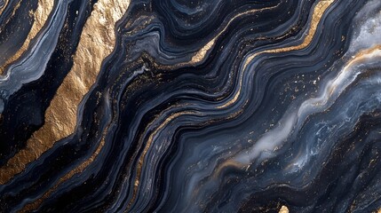 Leinwandbilder - Mesmerizing Marbled Masterpiece Swirling Metallic Textures and Mineral Infused Patterns Captivating the Senses with a Luxurious Dynamic and Artful Geological Composition