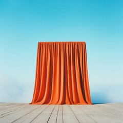 Aufkleber - Vintage Theater Aesthetic Red Curtain and Wooden Stage in Land of Creative Potential - Artistic Space Concepts for Modern Theater Design and Set Production