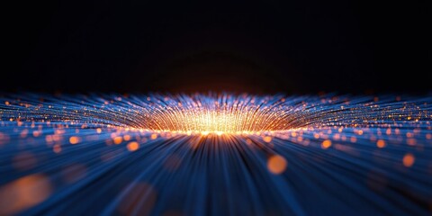 Leinwandbilder - Cutting-Edge Digital Lightscape Vertical Luminescent Streams on Geometric Grid for Data Visualization in Tech-Driven Marketing and Analytics