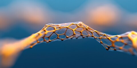 Aufkleber - Digital Harmony Geometric Mesh Grid with Glowing Connections in a Virtual Techscape - Advanced Data Visualization for Dynamic Information Systems in Business Analytics