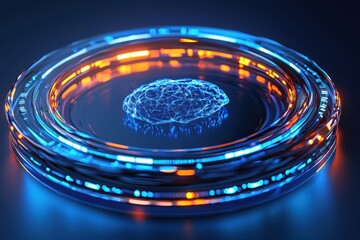 Aufkleber - Artificial intelligence brain glowing inside futuristic processor