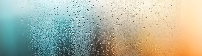 Poster - Rainy Day Reflections Ethereal Droplets on a Glass Window Backdrop Capturing the Essence of a Melancholic Contemplative Mood  Serene and Soothing Scenery with Blurred Backgrounds and Soft Lighting