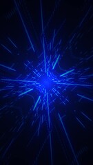 Wall Mural - a futuristic blue grid network of blinking digital data lights and floating particles. connectivity 