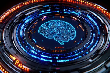 Aufkleber - Artificial intelligence processing data in futuristic electronic circuitry brain