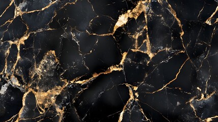 Fototapete - Sophisticated and Elegant Marble Texture Background with Captivating Golden Veins Pattern  Luxurious Premium and Customizable Design Element for High End Branding Packaging and Interior Decor