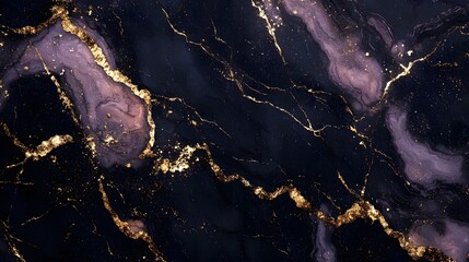Fototapete - Striking abstract marble texture with dramatic golden and purple hues creating a backdrop for editorial decorative or high end design applications  The fluid