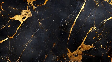 Leinwandbilder - Striking abstract marble texture with dynamic golden veins and dramatic lighting effects creating a luxurious sophisticated and visually captivating background for premium design fashion