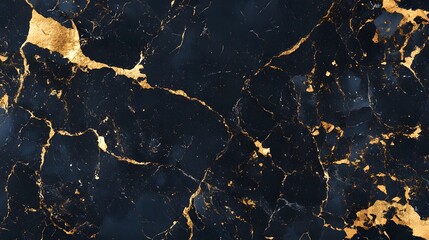 Fototapete - Striking black and gold marble texture with dramatic geometric patterns and glossy reflective surface  Luxurious sophisticated and high end design background perfect for fashion interior