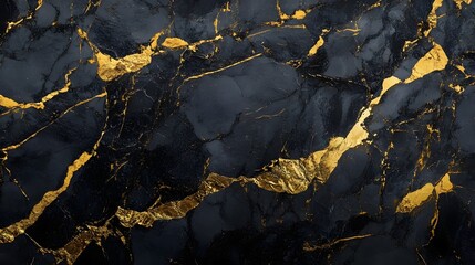 Leinwandbilder - Striking Golden and Black Marble Textured Abstract Art with Elegant Patterns and Luxurious Metallic Accents for High End Graphic Design Premium Branding or Sophisticated Interior Decor