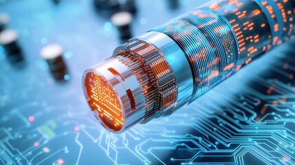 Leinwandbilder - Geometric background and high tech circuit board connection system