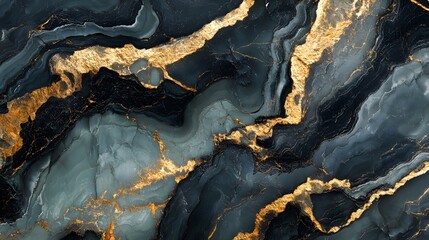 Leinwandbilder - Stunning abstract marble texture background with intricate golden veins fractal patterns and vibrant colors  Captivating natural stone material design perfect for luxury fashion and premium branding