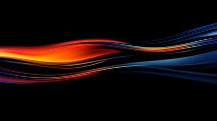 Wall Mural - Vivid Abstract Wavy Lines of Red, Orange, and Blue Flowing Gracefully on a Black Background