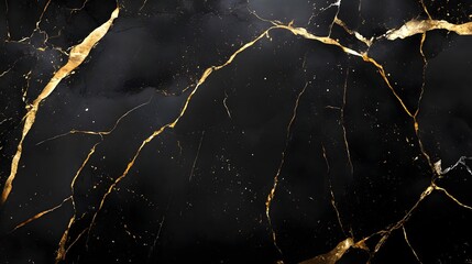 Poster - Stunning Black Marble Texture with Golden Veins and Cracks Luxury Abstract Background Design for Premium and High End Branding Packaging and Graphic Design Projects