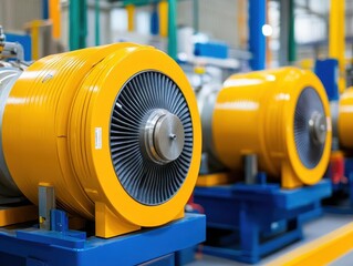 Poster - industrial factory in mechanical engineering for the manufacture of transformers  interior of a production hall