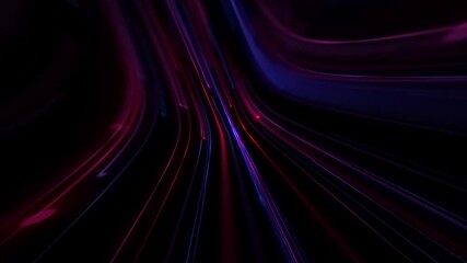 Wall Mural - a high speed stream of neon red and blue digital fiber optic light beam data nodes. communications a