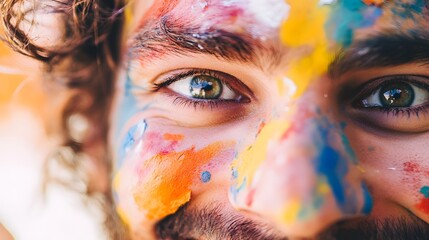 Leinwandbilder - Vibrant Abstract Art Composition with Expressive Splashes of Colorful Paint  A striking and captivating visual display of expression featuring a dynamic blend of colors textures and fluid movement