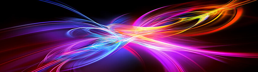 Poster - Vibrant Cosmic Energy Flow   Powerful Abstract Digital Lighting and Waves Forming a Dynamic Luminous and Futuristic Composition