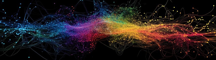 Fototapete - Vibrant cosmic explosion of colorful energy and light waves in dynamic motion creating a mesmerizing digital abstract visual with a futuristic innovative and technologically advanced aesthetic