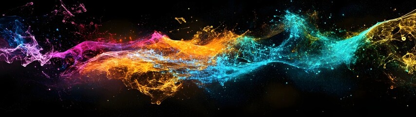 Aufkleber - Vibrant Cosmic Storm   Explosive bursts of galactic energy and luminous digital plasma swirl and clash across the digital spectrum creating a mesmerizing display of abstract futuristic visuals