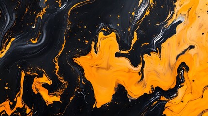 Poster - Vibrant Cosmic Explosion of Fiery Liquid Art Swirls and Splashes on Canvas   Mesmerizing Multimedia Abstract Painting with Fluid Motions Vivid Colors and Surreal Textures