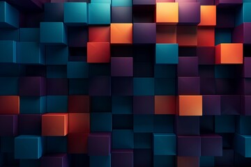 Wall Mural - Colorful geometric shapes  seamless abstract background of interlocking cubes for modern design