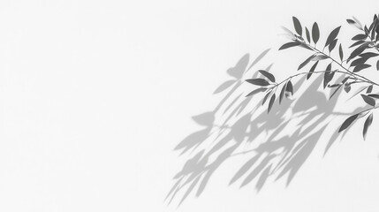 Canvas Print - branch shadows overlay on a white background with minimalist composition