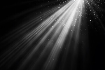 Aufkleber - Bright light rays and dust particles on black background. (1)